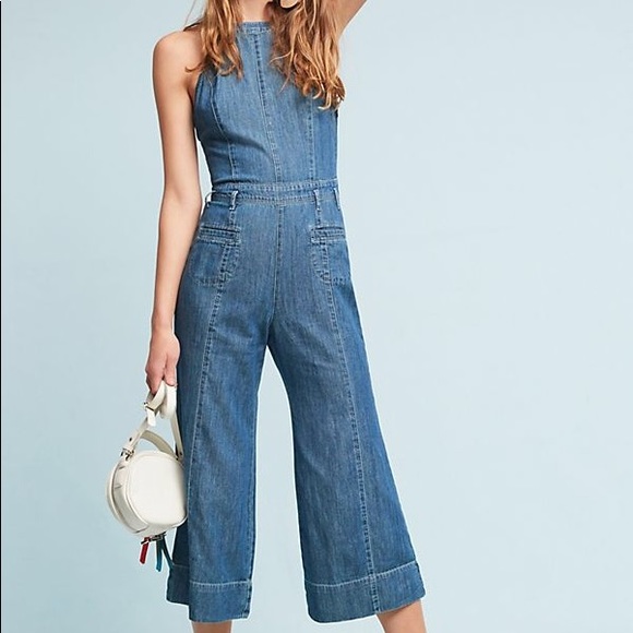 anthropologie jean jumpsuit